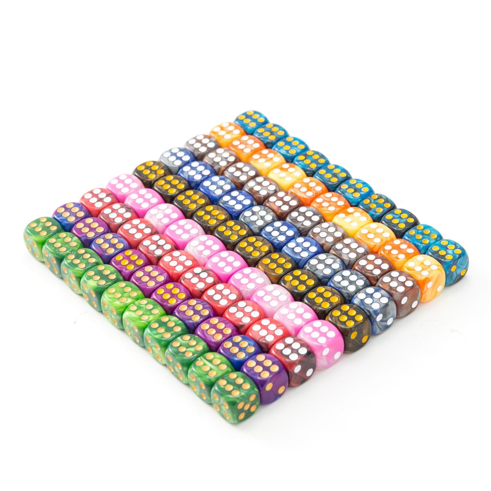 12mm Mix Color D6 Double Cube Playing Round Dot D6 Dice Set Acrylic Game Poker Dice for Gambling Board Tabletop Game Pack of 10