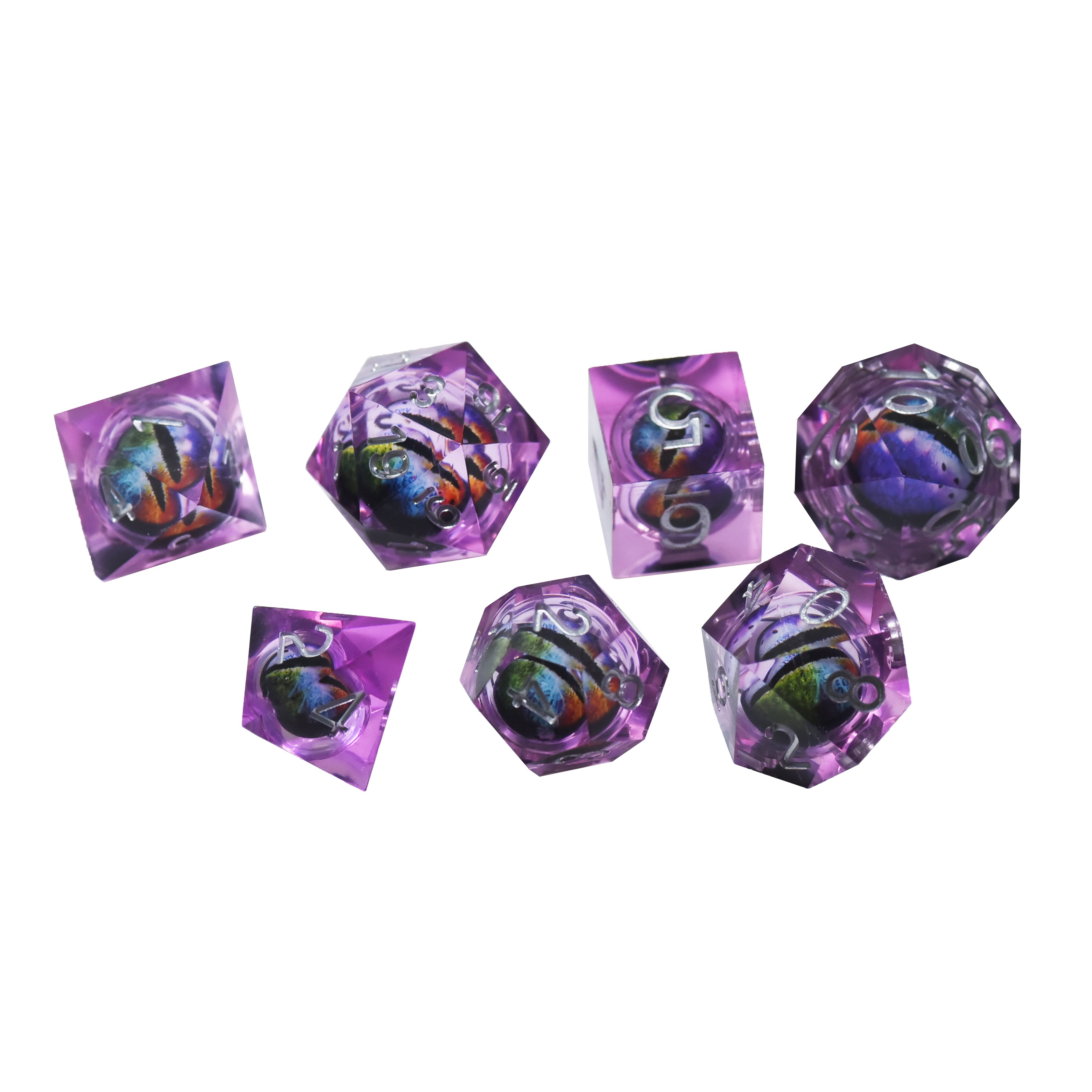 Custom 16mm D4 D6 D8 D10 D12 D20 Polyhedral Dice Set Resin Moving Dragon Eye Square Corner for Board Games