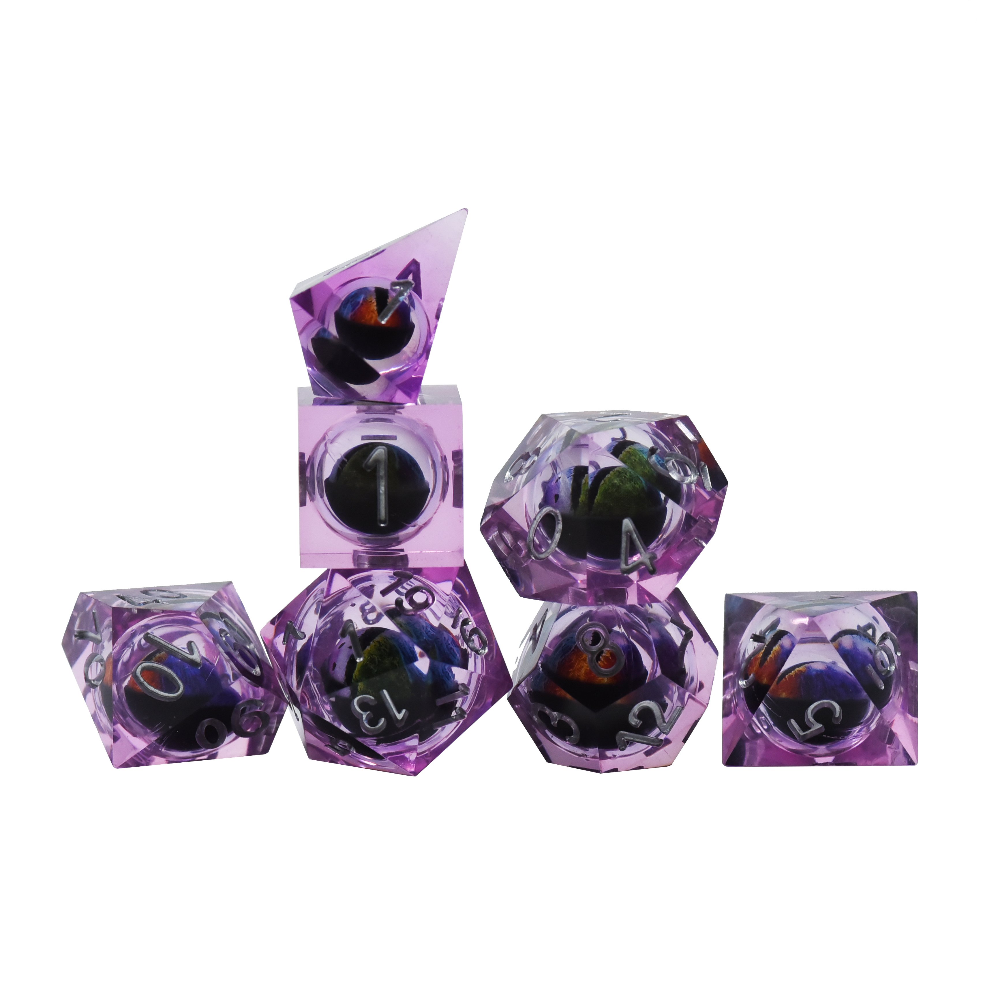 Custom 16mm D4 D6 D8 D10 D12 D20 Polyhedral Dice Set Resin Moving Dragon Eye Square Corner for Board Games