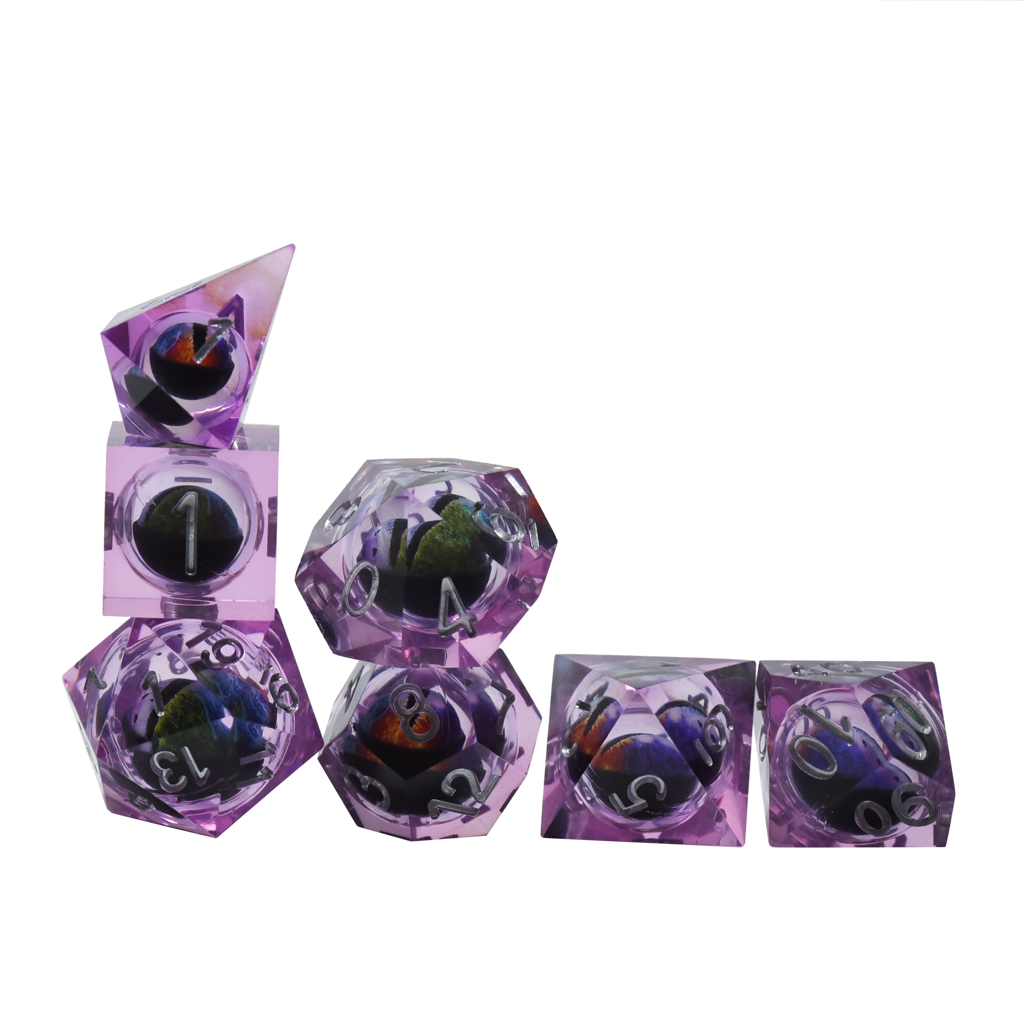 Custom 16mm D4 D6 D8 D10 D12 D20 Polyhedral Dice Set Resin Moving Dragon Eye Square Corner for Board Games