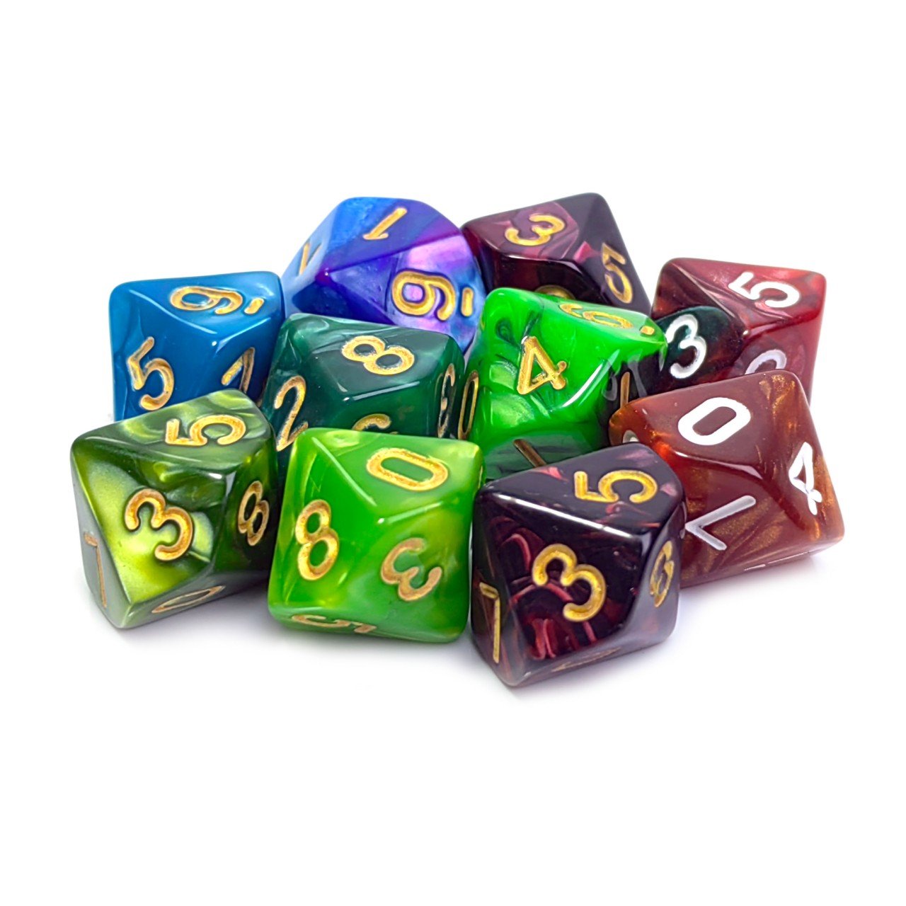 high quality d10 16mm dice multi colorful Pearl pattern acrylic round corner dice beads for Puzzle rpg games