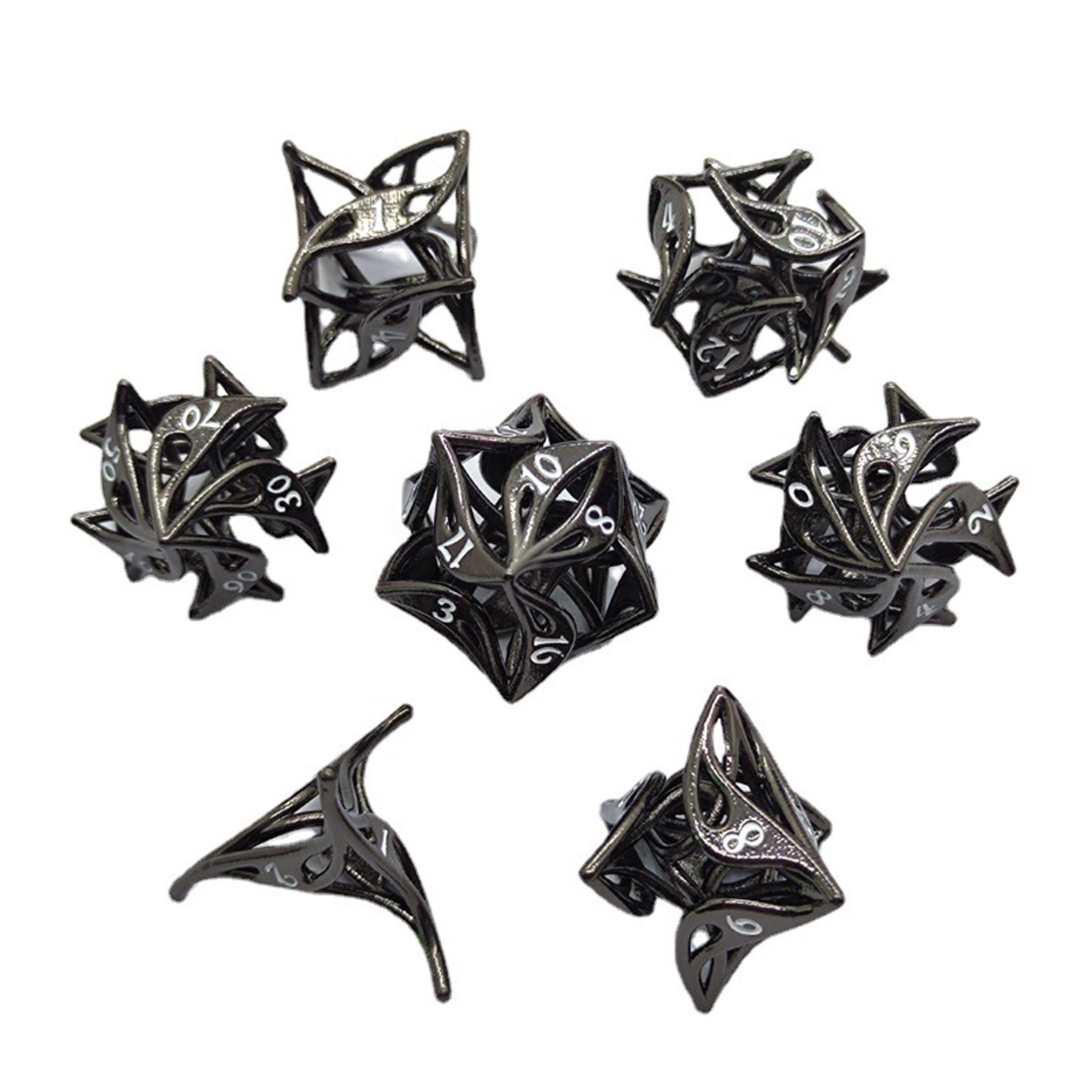 Exclusive flower hollow metal dice D20 D12 D10 D100 D8 D6 D4 Dice Set DND dice