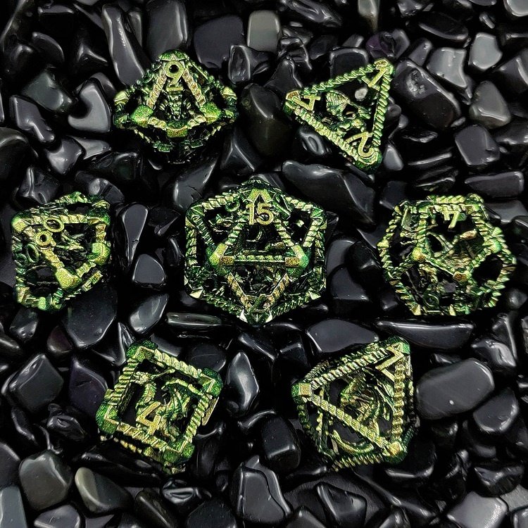 Wholesale Price New Devil Cthulhu Octopus Polyhedral Hollow DND Metal Dice Set on Offer