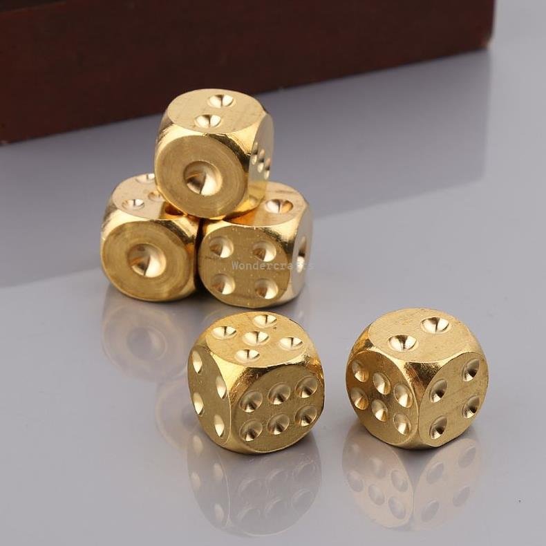 WD Wholesale Factory polished Brass dice 20mm metal cube Copper dice for poker bar board game gifts
