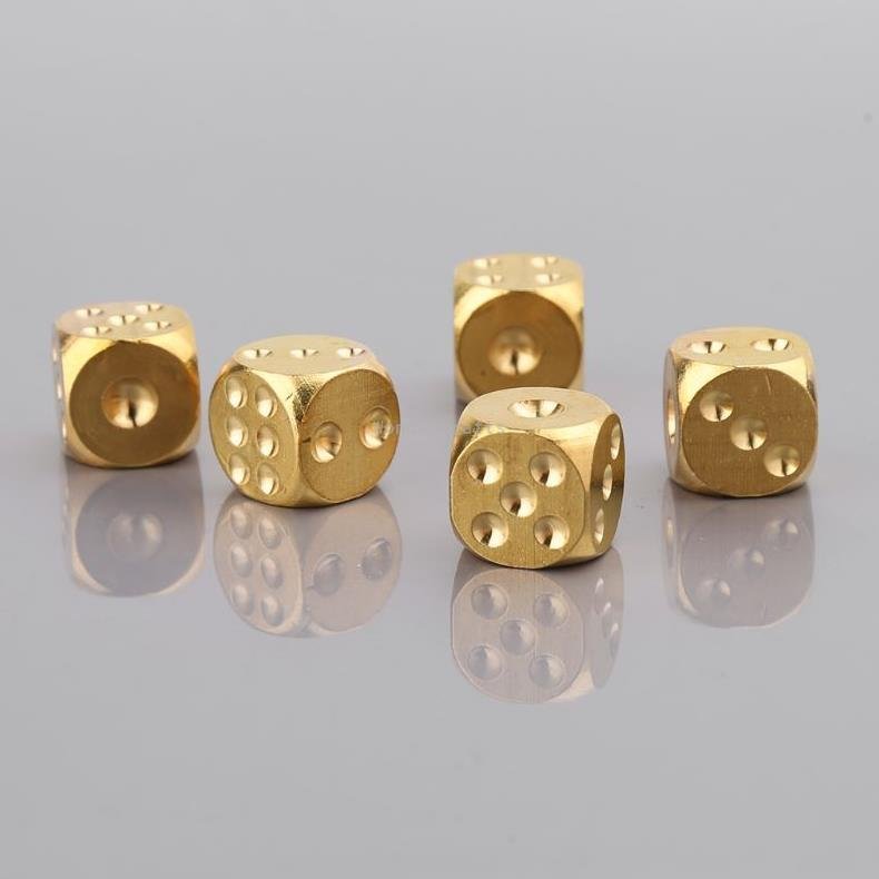 WD Wholesale Factory polished Brass dice 20mm metal cube Copper dice for poker bar board game gifts