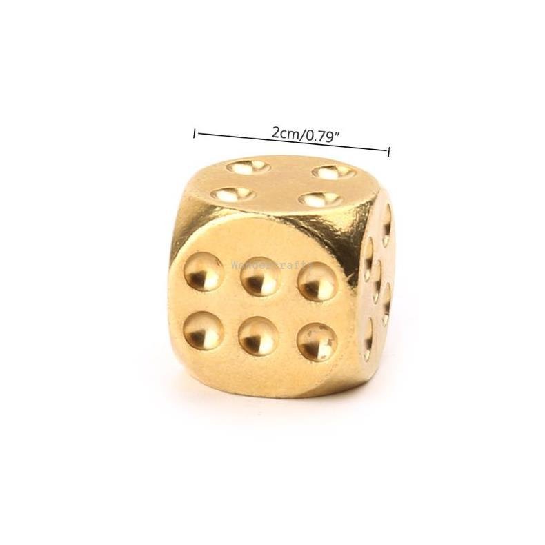 WD Wholesale Factory polished Brass dice 20mm metal cube Copper dice for poker bar board game gifts
