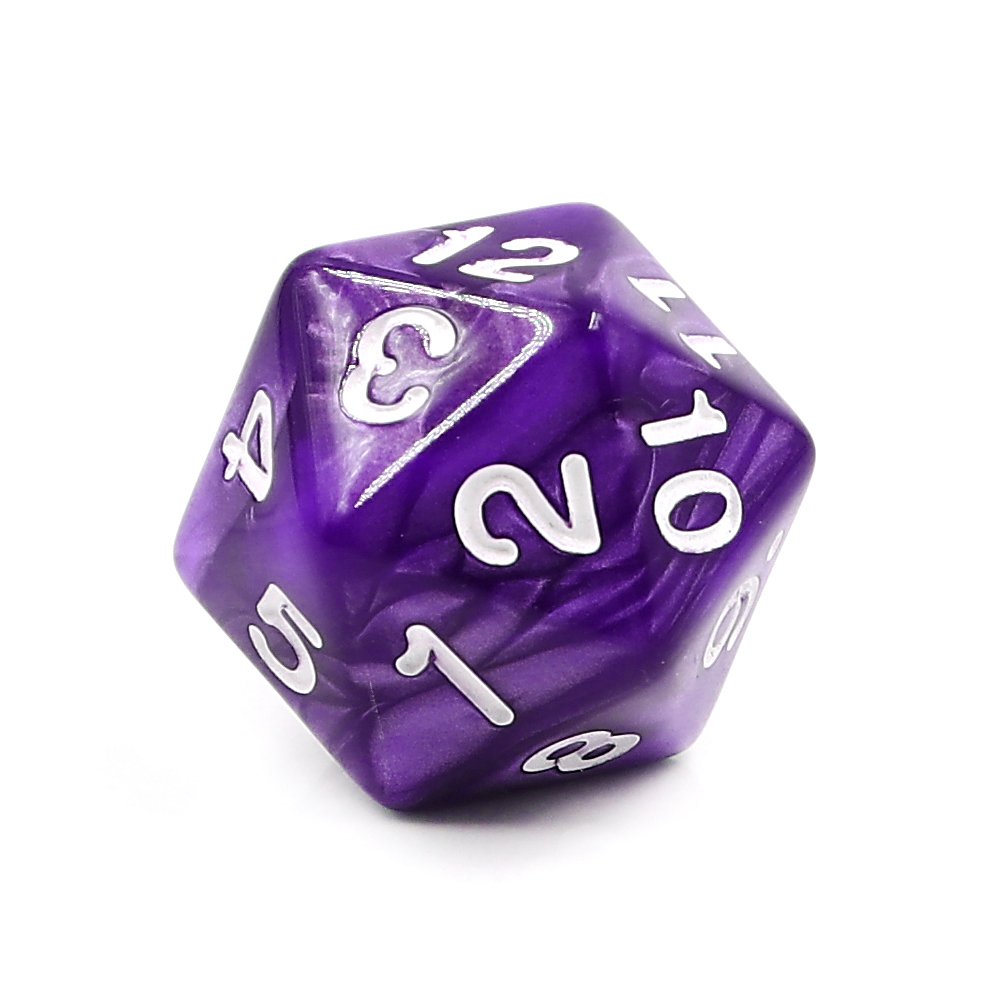 22mm White Black Purple Green Red Blue Pearl Color Dice Set for for Dungeons and Dragon RPG Games