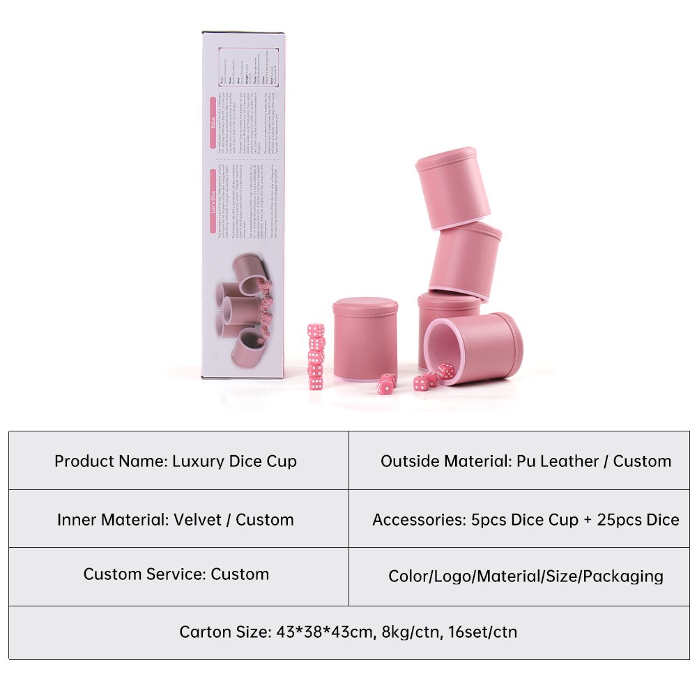 Wholesale PU Custom Roll Leather Dice Stacking Cups Set KTV Entertainment Dice Cup Club Party Desk Game Accessories