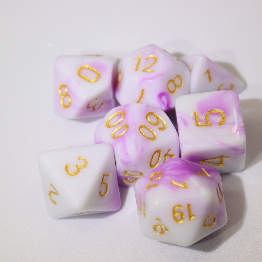 Factory Direct Sales Resin Dice 7 pcs Round Edge Cock Inclusion Dice DND Game Dice