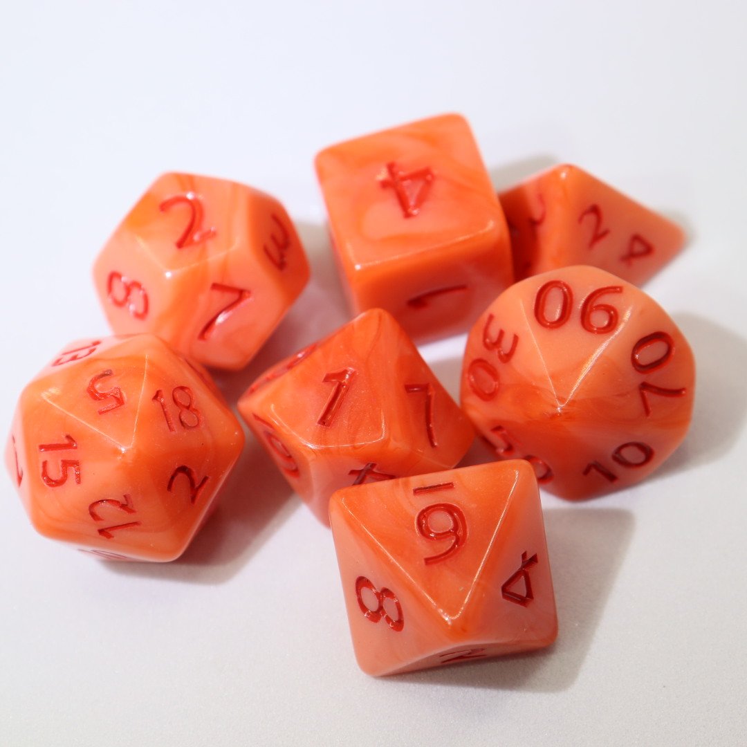 Factory Direct Sales Resin Dice 7 pcs Round Edge Cock Inclusion Dice DND Game Dice