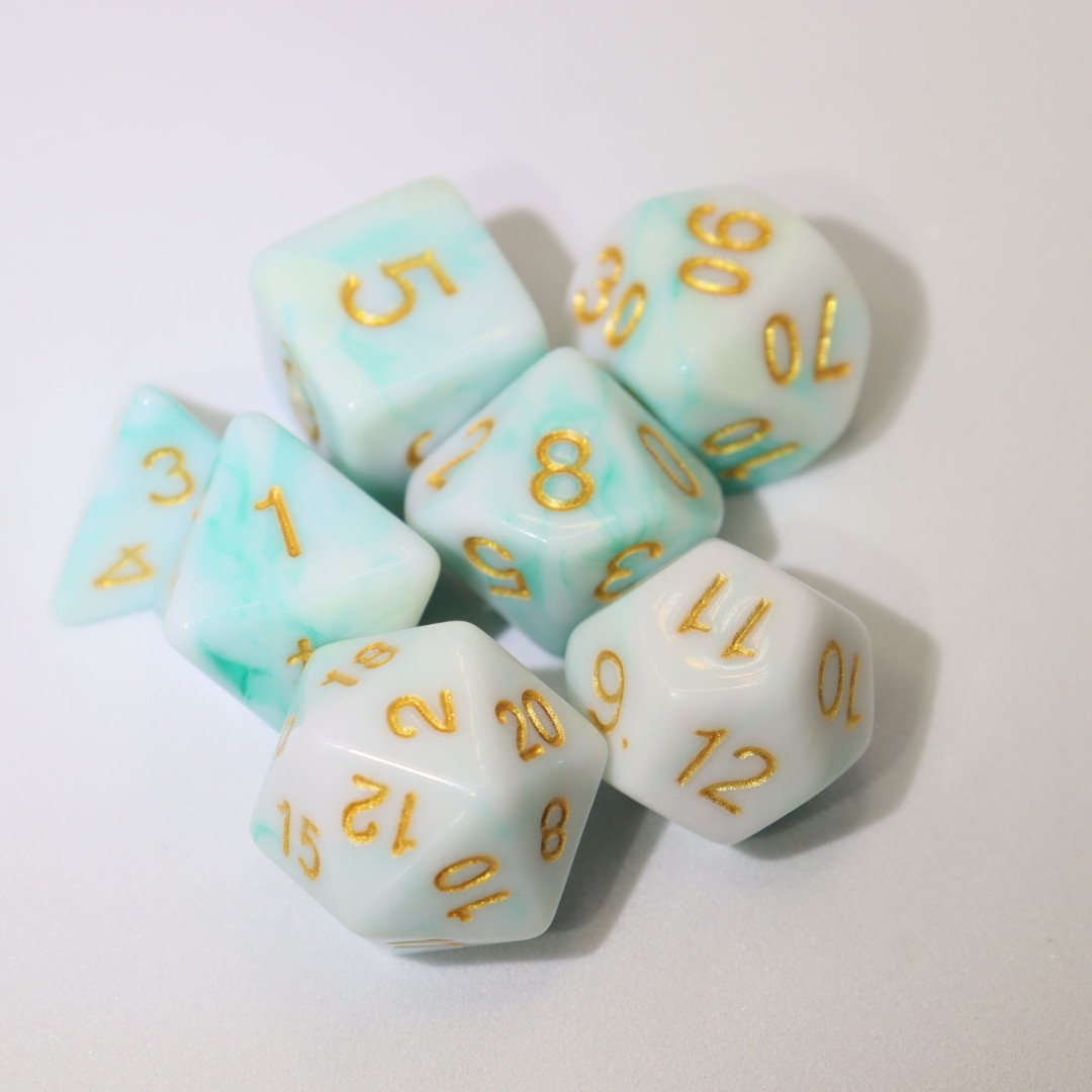 Factory Direct Sales Resin Dice 7 pcs Round Edge Cock Inclusion Dice DND Game Dice