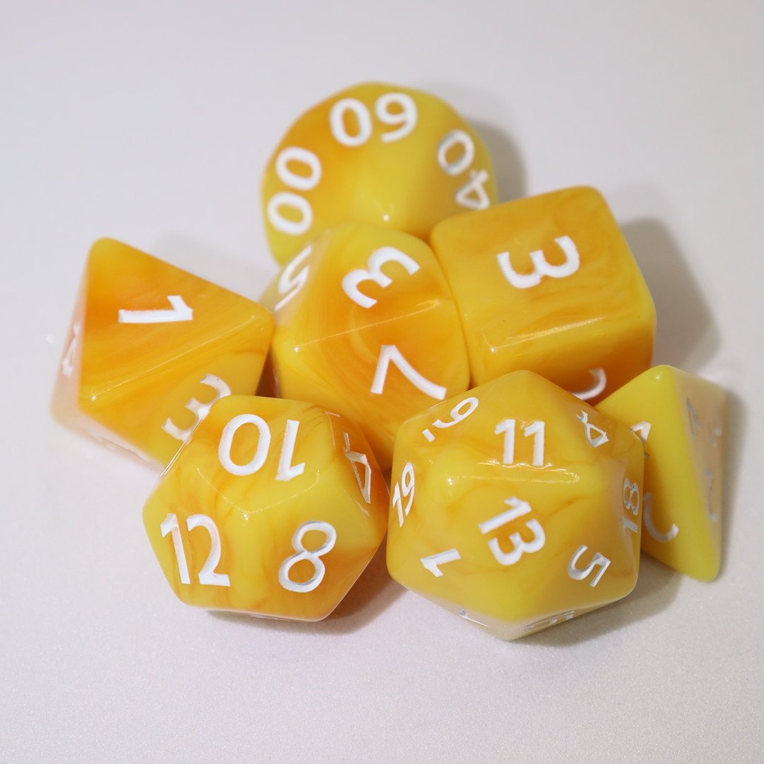 Factory Direct Sales Resin Dice 7 pcs Round Edge Cock Inclusion Dice DND Game Dice