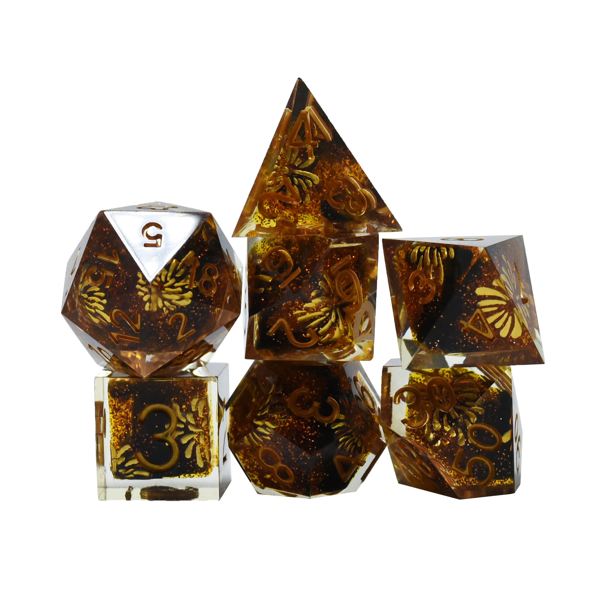 Custom Colorful Transparent Resin Dice Polyhedral Plastic Dnd Dice For Dungeons And Dragons