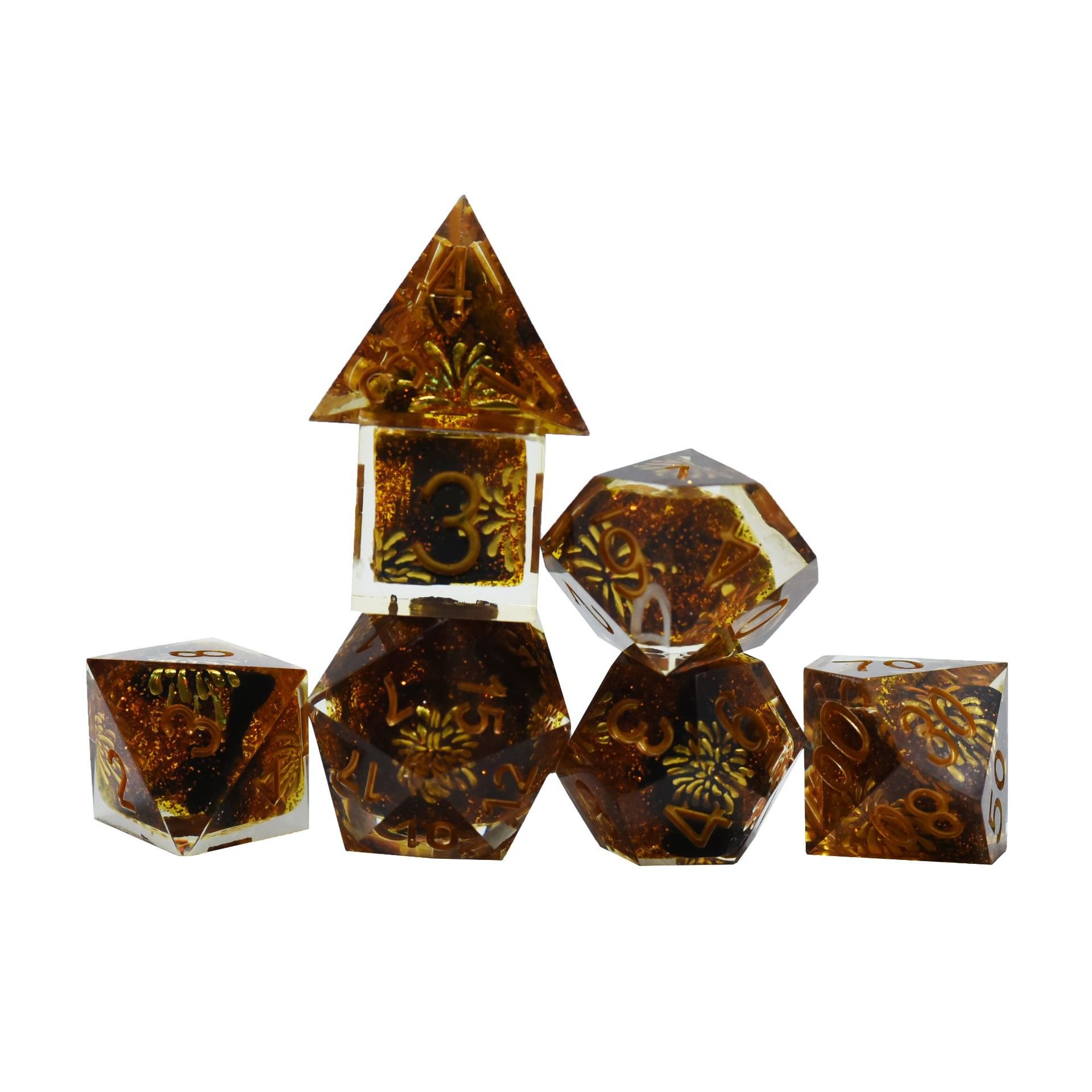Custom Colorful Transparent Resin Dice Polyhedral Plastic Dnd Dice For Dungeons And Dragons