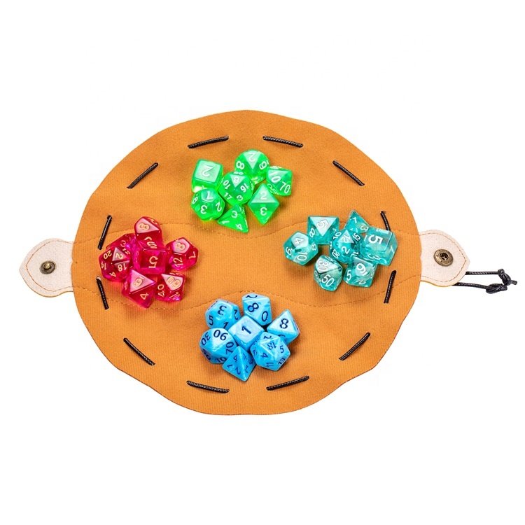Portable Drawstring Role Playing Game Dice Pouch DND Leather Dice Bag for Gifts