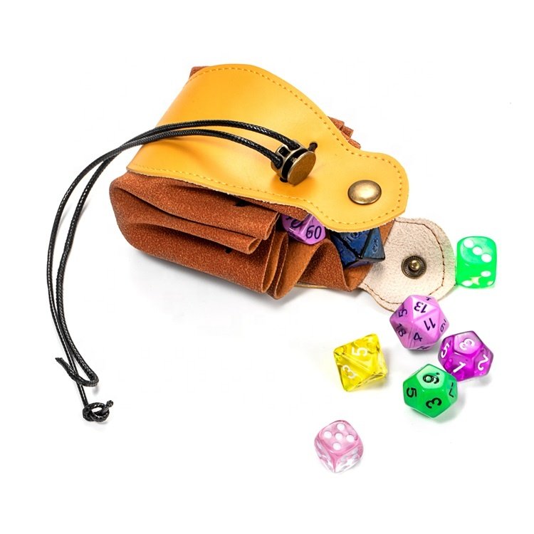 Portable Drawstring Role Playing Game Dice Pouch DND Leather Dice Bag for Gifts