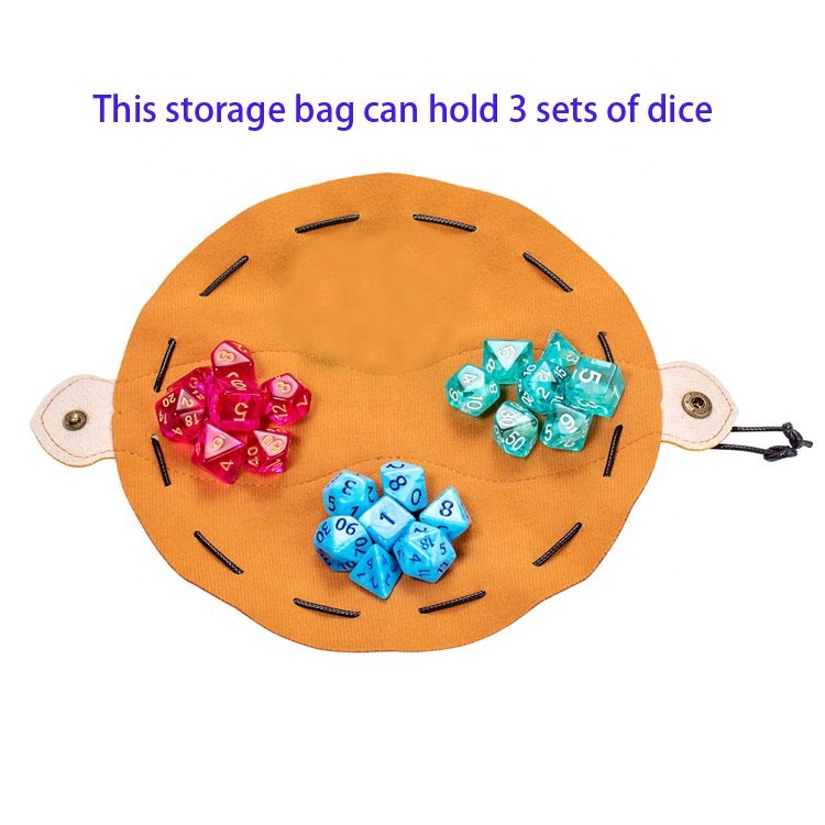 Portable Drawstring Role Playing Game Dice Pouch DND Leather Dice Bag for Gifts