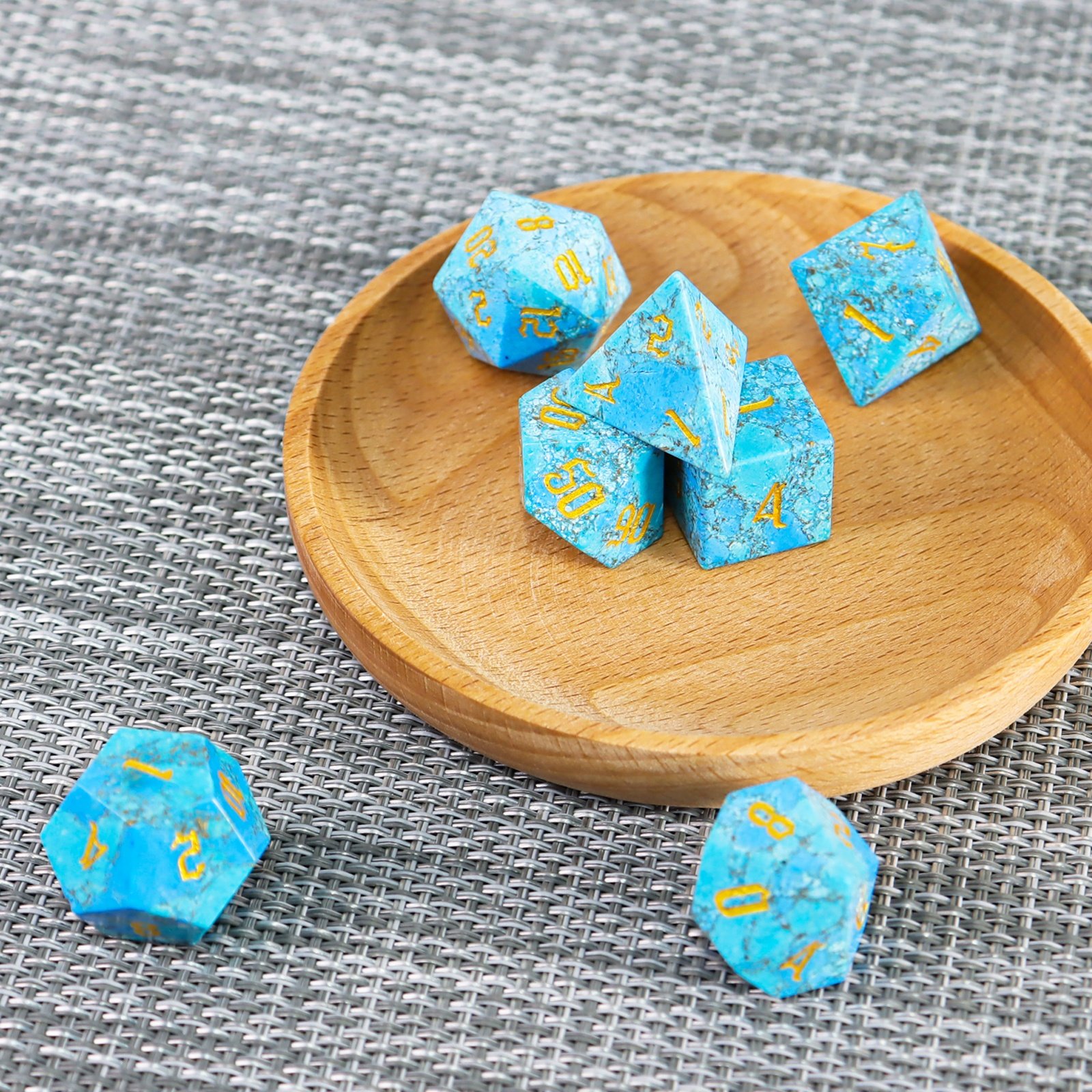 16mm 20mm Customized DND Polyhedron Ocean Blue Malachite Dice Sets Bulk Dice Stone RPG Dice For Role-playing Games DND