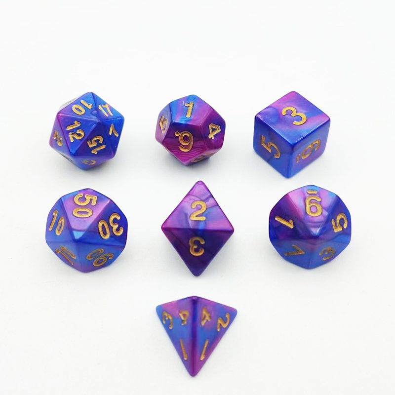 Wholesale Customized Factory Direct Sales Resin Acrylic Polyhedral Dice 7 Pcs Edge Dice Dnd Game Dice