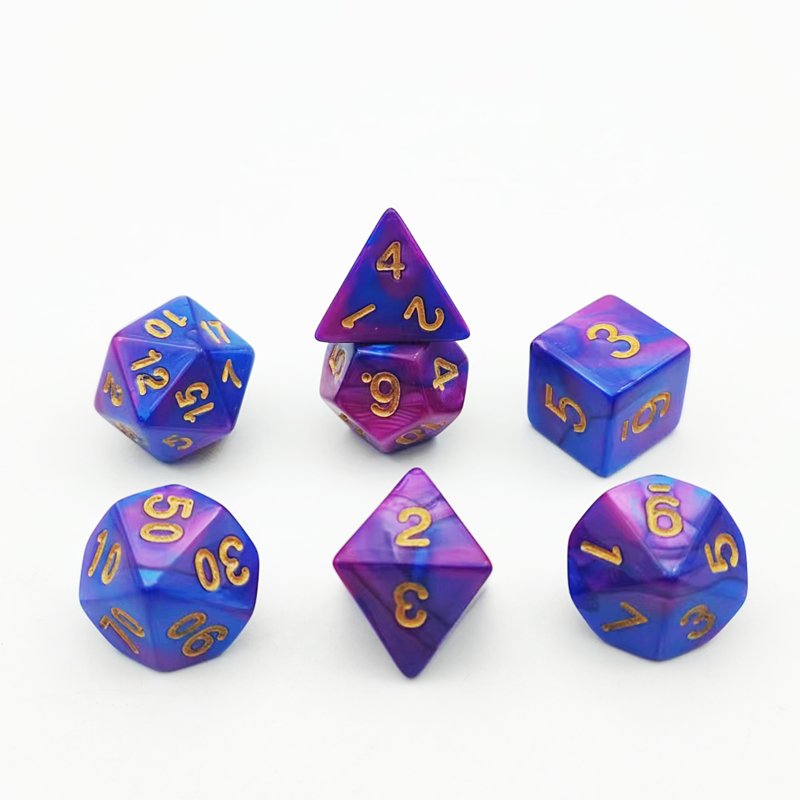 Wholesale Customized Factory Direct Sales Resin Acrylic Polyhedral Dice 7 Pcs Edge Dice Dnd Game Dice