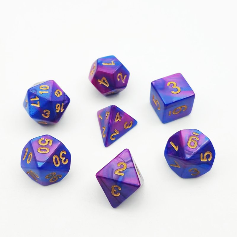 Wholesale Customized Factory Direct Sales Resin Acrylic Polyhedral Dice 7 Pcs Edge Dice Dnd Game Dice