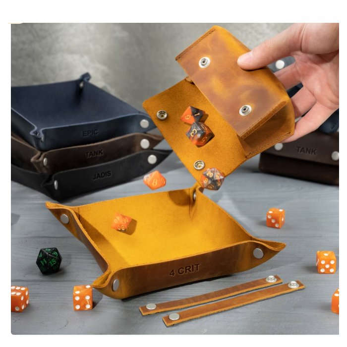 Leather Dice Bag and Tray Set of Dice Tray and Bag DnD Dice Bag and Tray