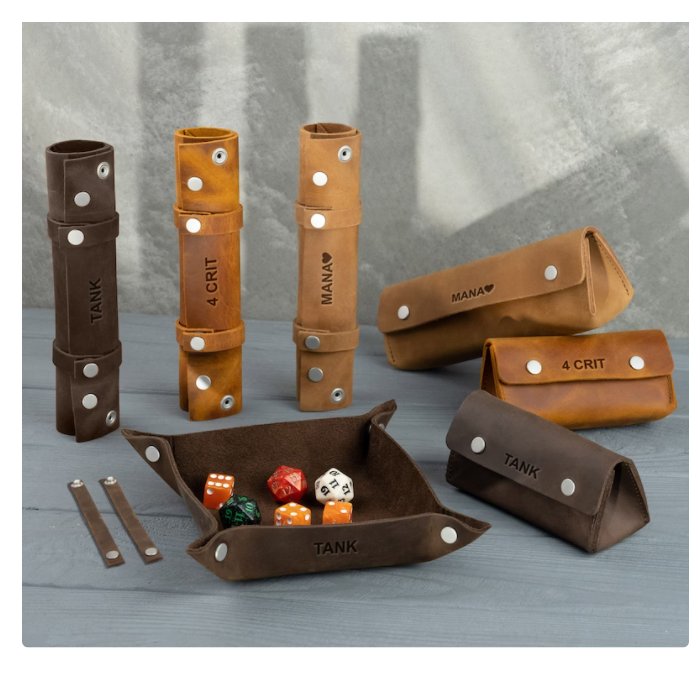 Leather Dice Bag and Tray Set of Dice Tray and Bag DnD Dice Bag and Tray