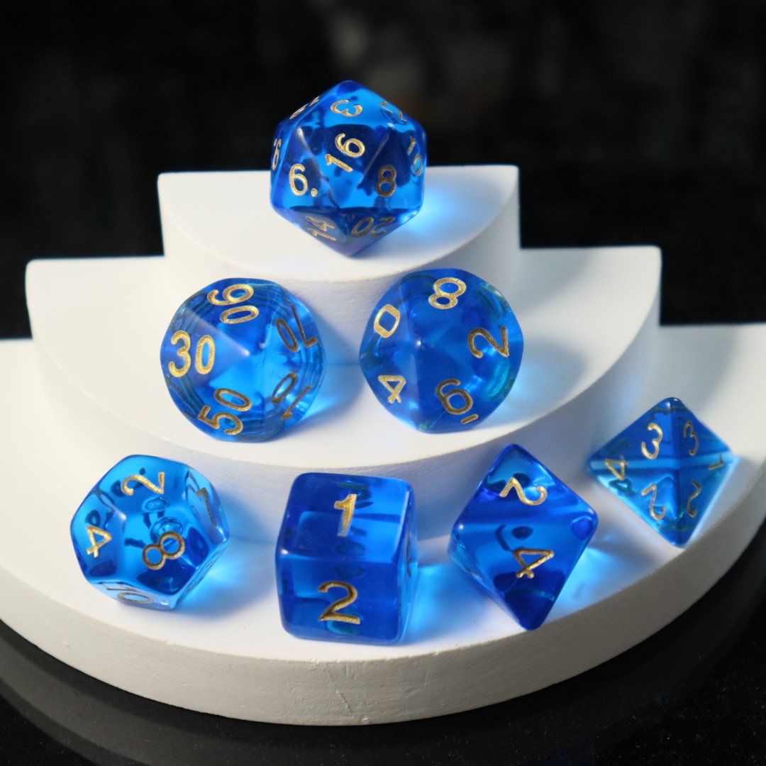 7 set Style Transparent Dice Digital Polyhedral Acrylic Dice Set DND Game Party