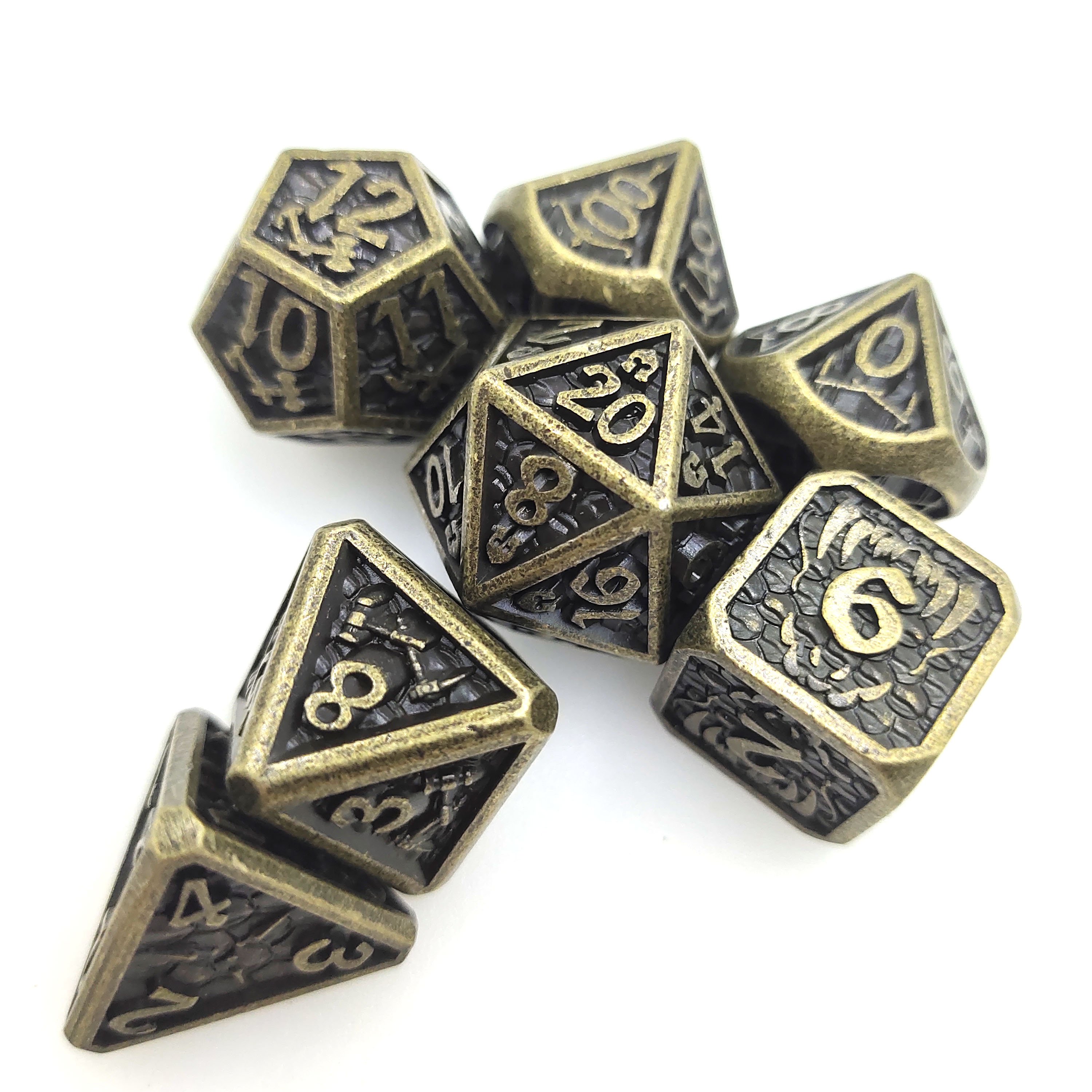 factory direct sale the barrel painting of Dragon Wars series metal polyhedral dice round edge dice entertainment game dice