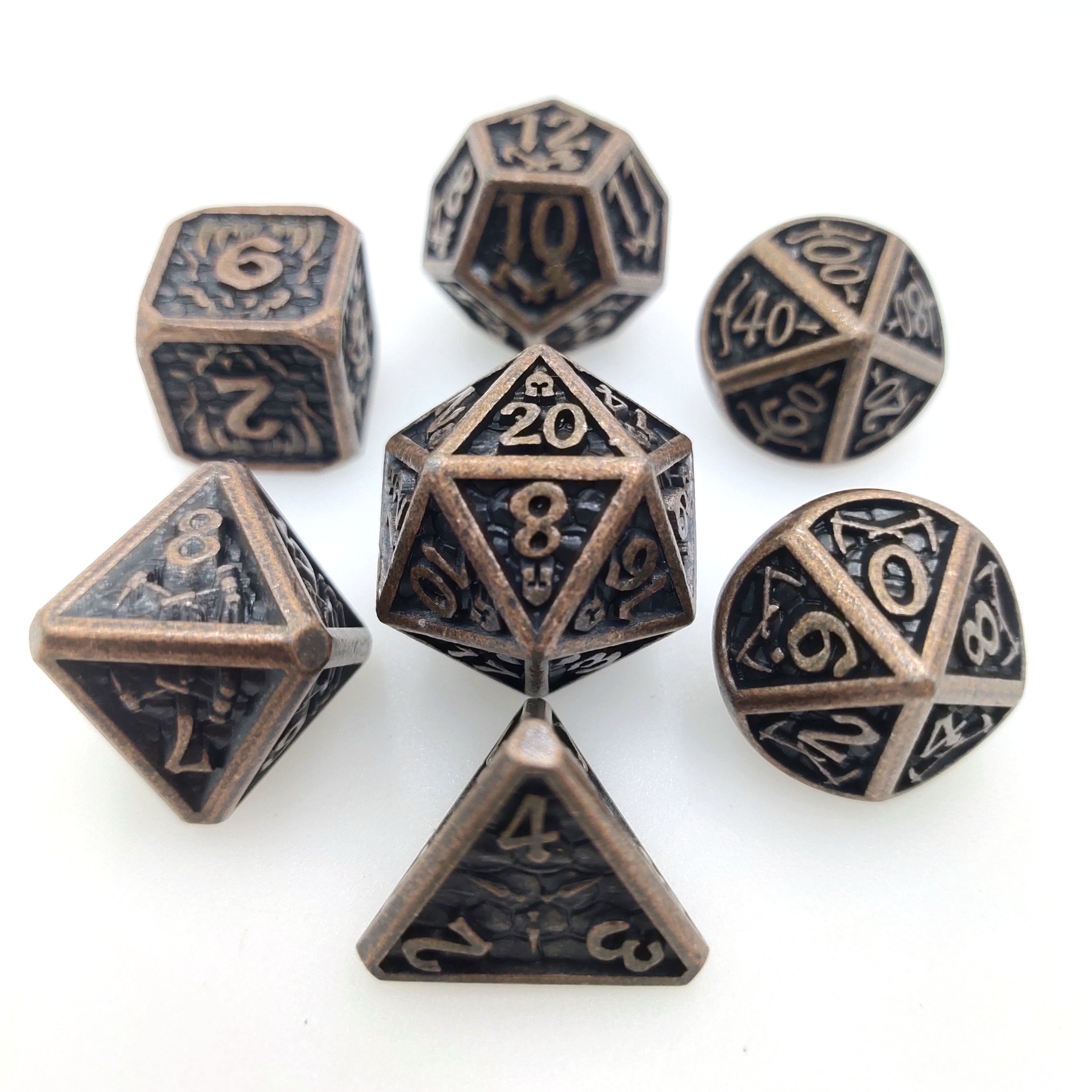 factory direct sale the barrel painting of Dragon Wars series metal polyhedral dice round edge dice entertainment game dice