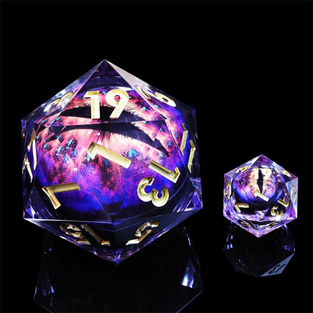 MINI PLANET Handmade Dragon Eye Liquid Core Dice Set 50mm Polyhedral Resin with Sharp Edge for TRPG Dragon and Dungeon Game