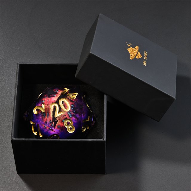 MINI PLANET Handmade Dragon Eye Liquid Core Dice Set 50mm Polyhedral Resin with Sharp Edge for TRPG Dragon and Dungeon Game