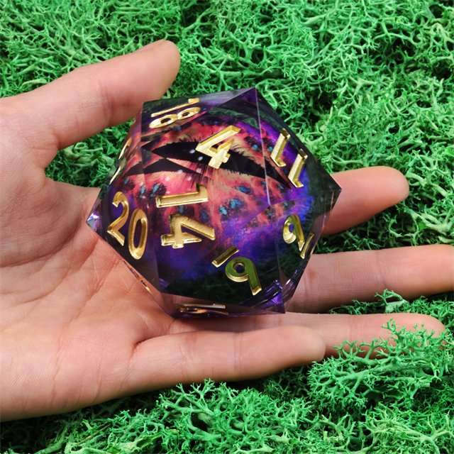 MINI PLANET Handmade Dragon Eye Liquid Core Dice Set 50mm Polyhedral Resin with Sharp Edge for TRPG Dragon and Dungeon Game