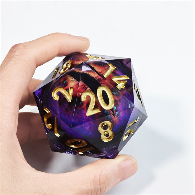 MINI PLANET Handmade Dragon Eye Liquid Core Dice Set 50mm Polyhedral Resin with Sharp Edge for TRPG Dragon and Dungeon Game