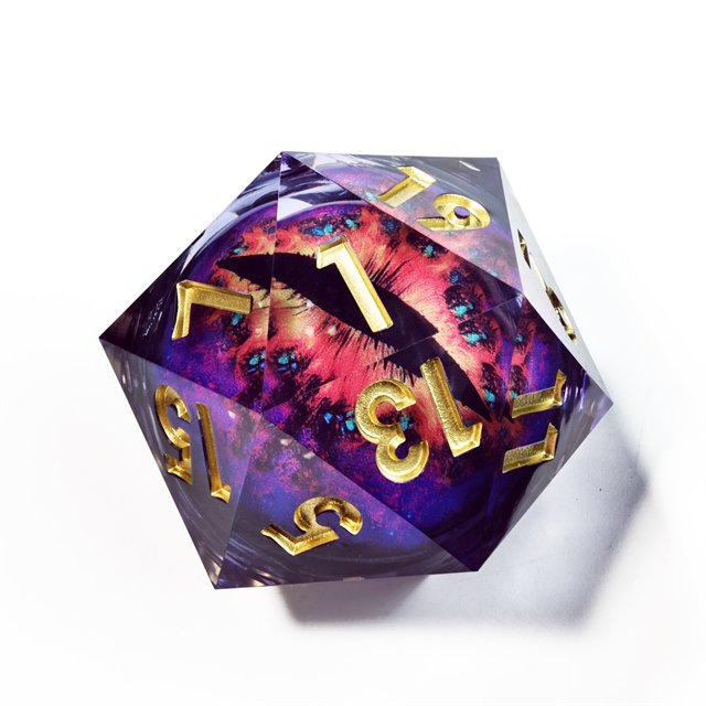 MINI PLANET Handmade Dragon Eye Liquid Core Dice Set 50mm Polyhedral Resin with Sharp Edge for TRPG Dragon and Dungeon Game
