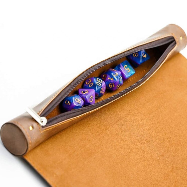 2 in 1 Dice Rolling Mat&Zippered Dice Holder with 7 Pcs DND Dice