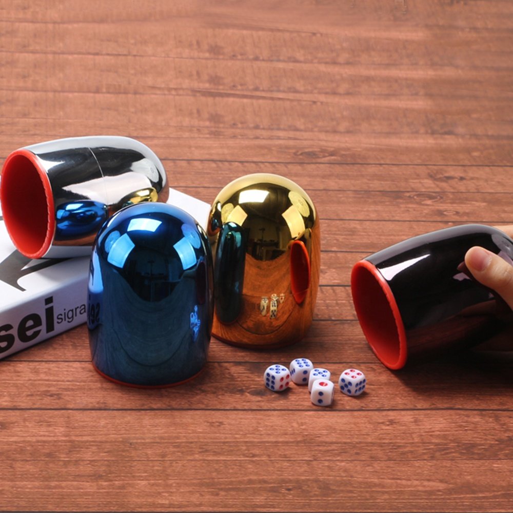 Factory wholesale quality electroplated dice drinking cup plastic dice game cup casino dice cup set customization