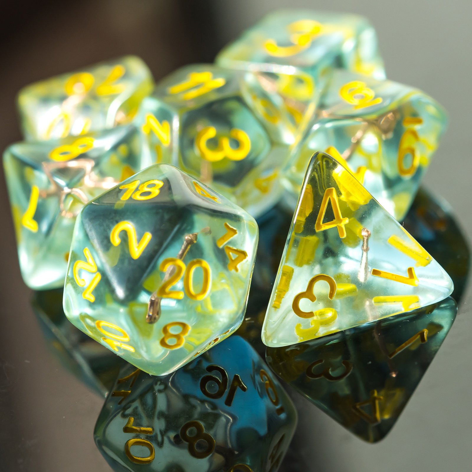 Udixi Polyhedral Resin Dice for RPG and for Board or Card Games Dungeons and Dragons Dice Set Games Character Weapon