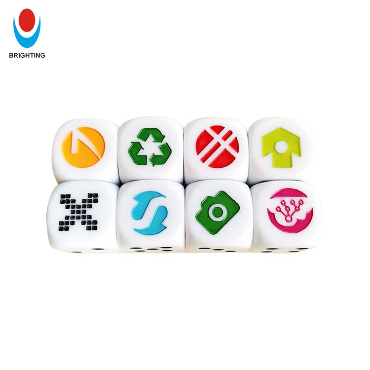 High Quality Custom Engraved Design D6 Game Dice Plastic Acrylic for Table Games with Custom Packing