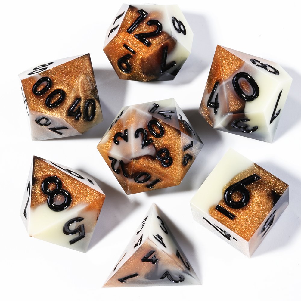 MINI PLANET Two Color DND Dice Set Handmade Polyhedral Resin Dice RPG Dragon&Dungeon Game Wholesale Custom DND Resin Dice Set D6