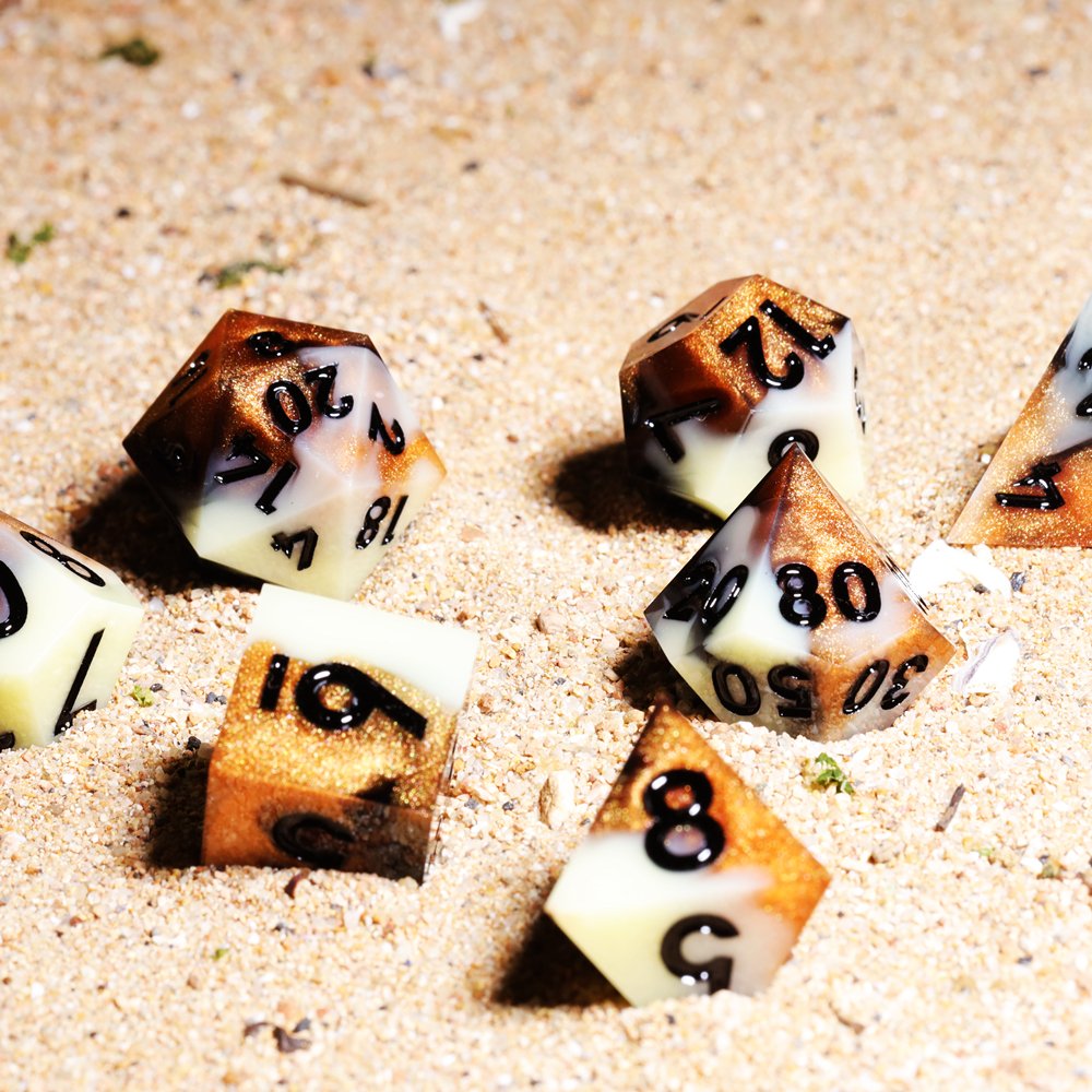 MINI PLANET Two Color DND Dice Set Handmade Polyhedral Resin Dice RPG Dragon&Dungeon Game Wholesale Custom DND Resin Dice Set D6