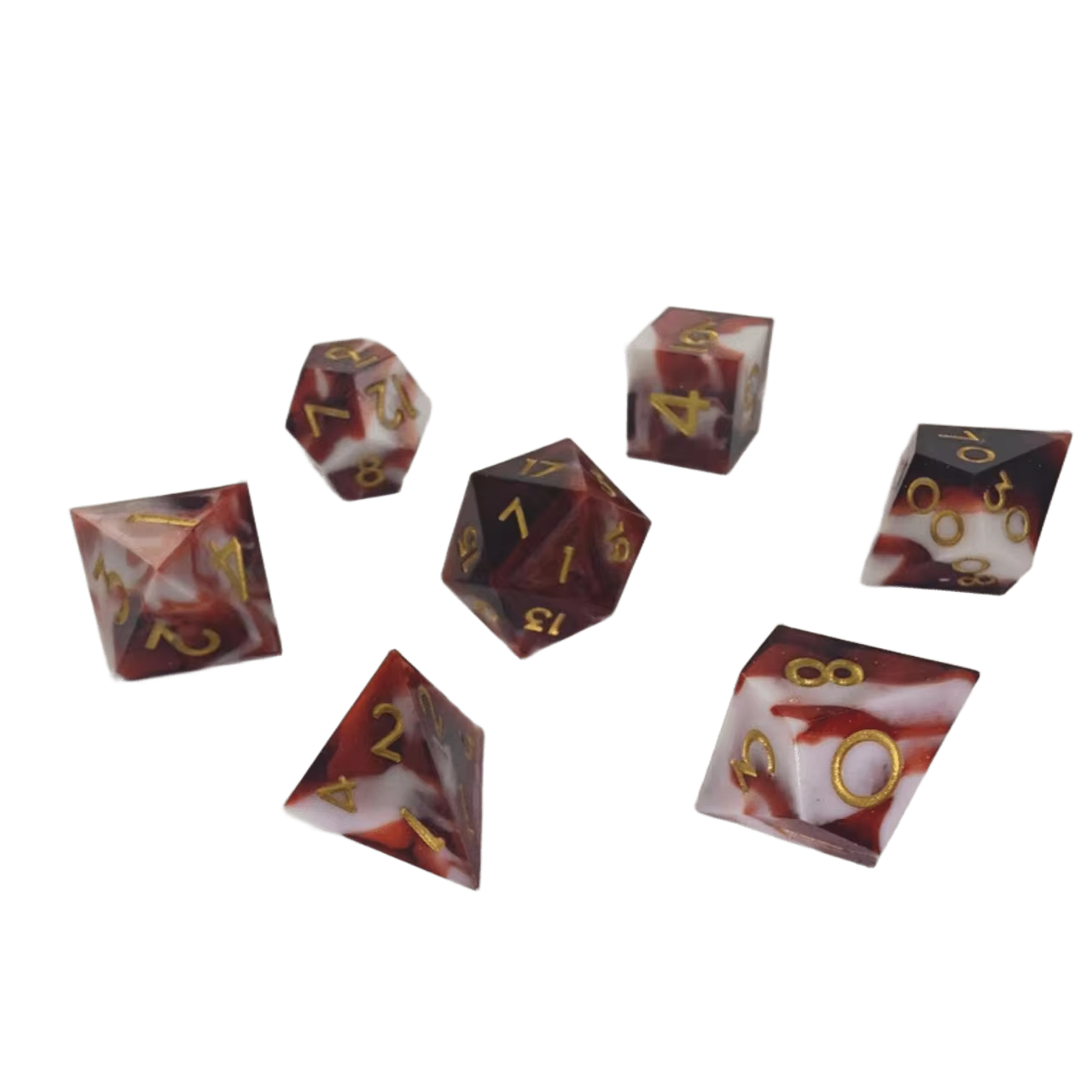 Set of 7pcs Essential DND Polyhedral Dice Cubes Acrylic D20 D6 Wood 16mm Size Soft Felling Acrylic Dice Gaming Accessory