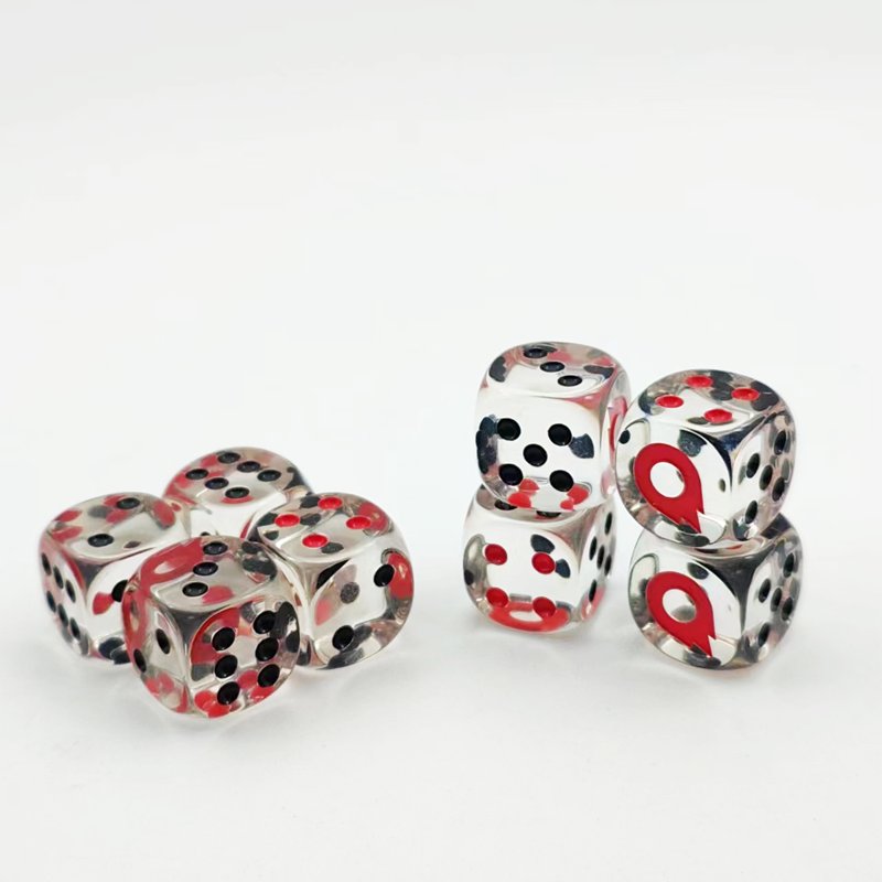 essential accessory round edge engrave clear glitter acrylic resin polyhedral d6 dice adult games poker point dice set