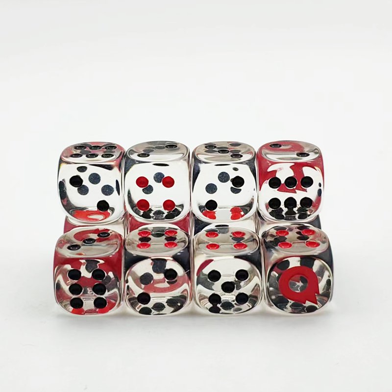 essential accessory round edge engrave clear glitter acrylic resin polyhedral d6 dice adult games poker point dice set
