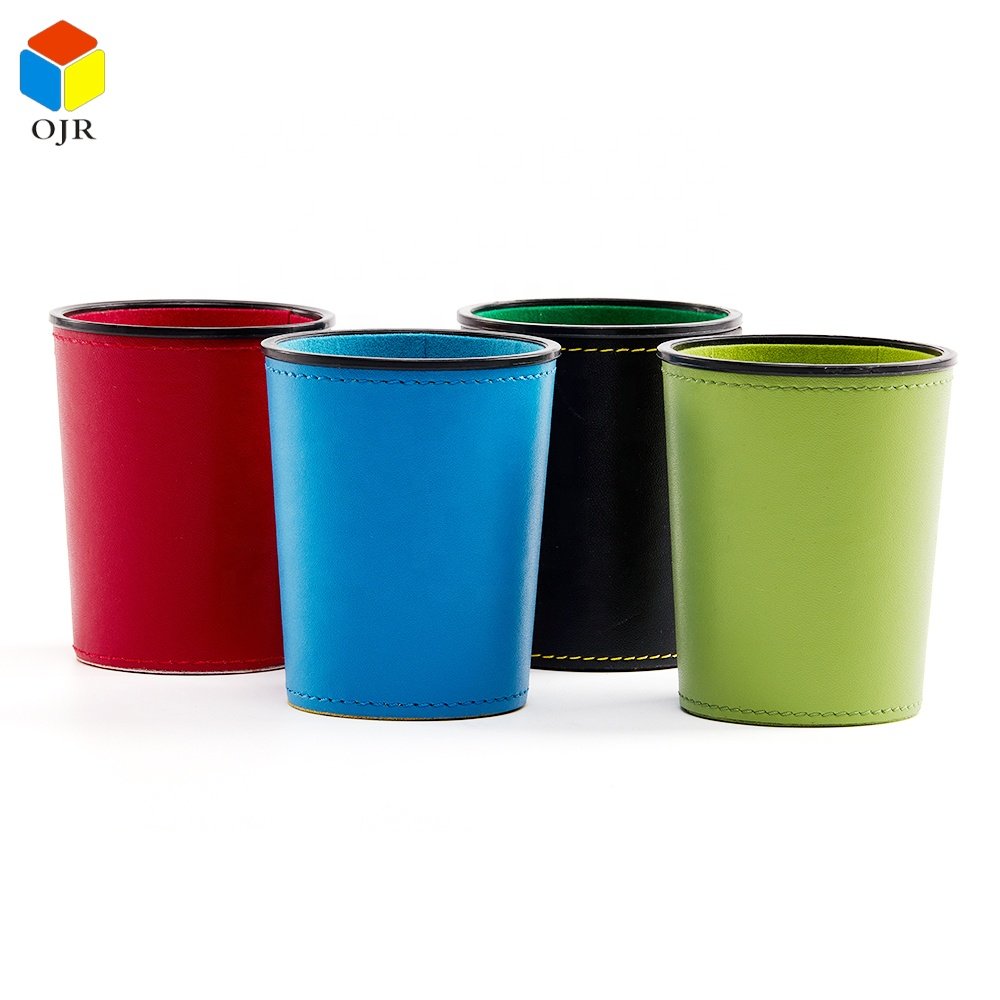 Blue ODM Shaker Cups Set Cylindrical Leather Custom Logo High Quality Dice Cup For Backgammon Games