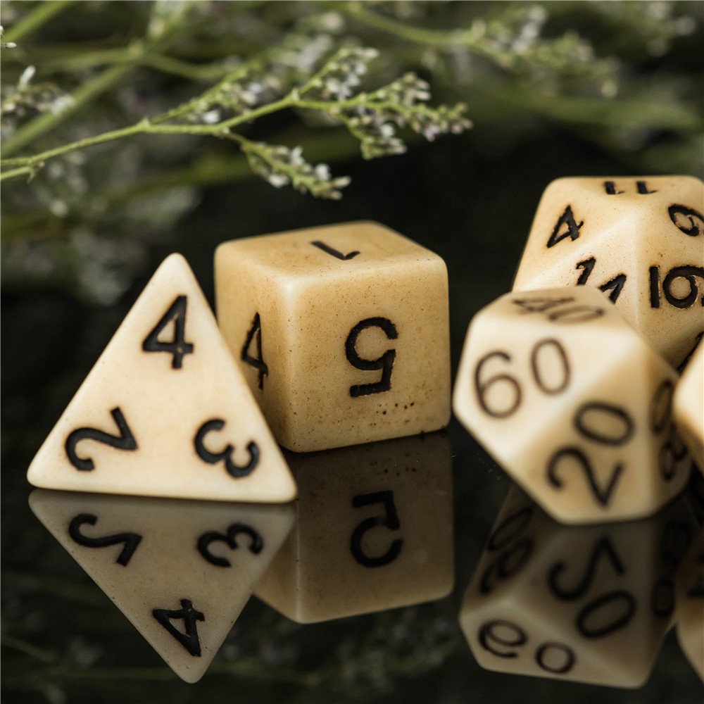 Udixi Polyhedral Plastic Resin RPG Dungeons and Dragons Dice Set Brown Imitation Stone