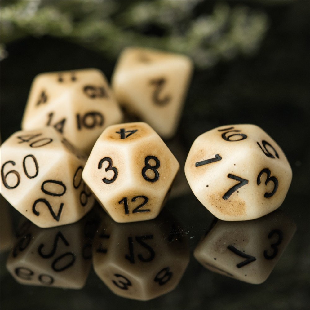 Udixi Polyhedral Plastic Resin RPG Dungeons and Dragons Dice Set Brown Imitation Stone