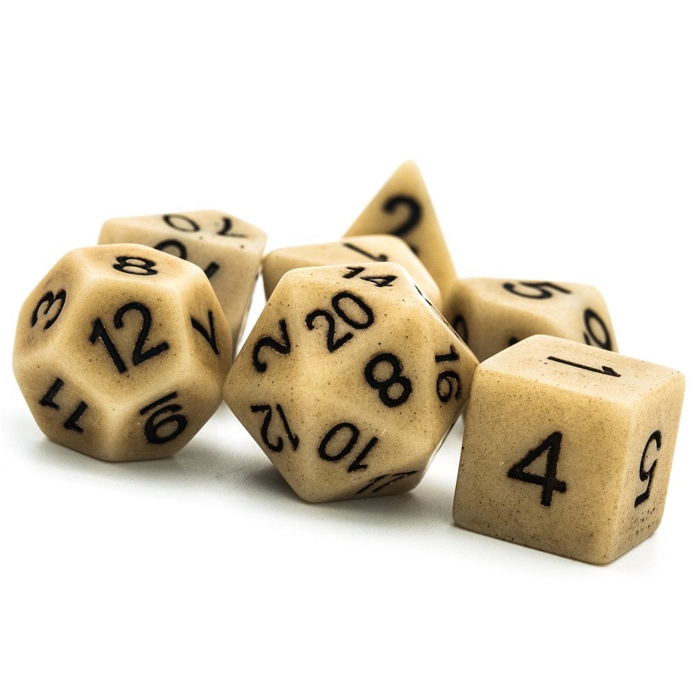 Udixi Polyhedral Plastic Resin RPG Dungeons and Dragons Dice Set Brown Imitation Stone