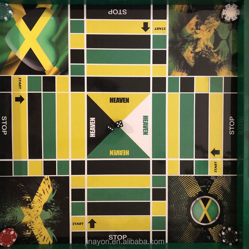 Custom Classical Ludo Board Game Chess with Wood Frame Manufacturer Organic Glass Wooden Dices Pawns Pouch