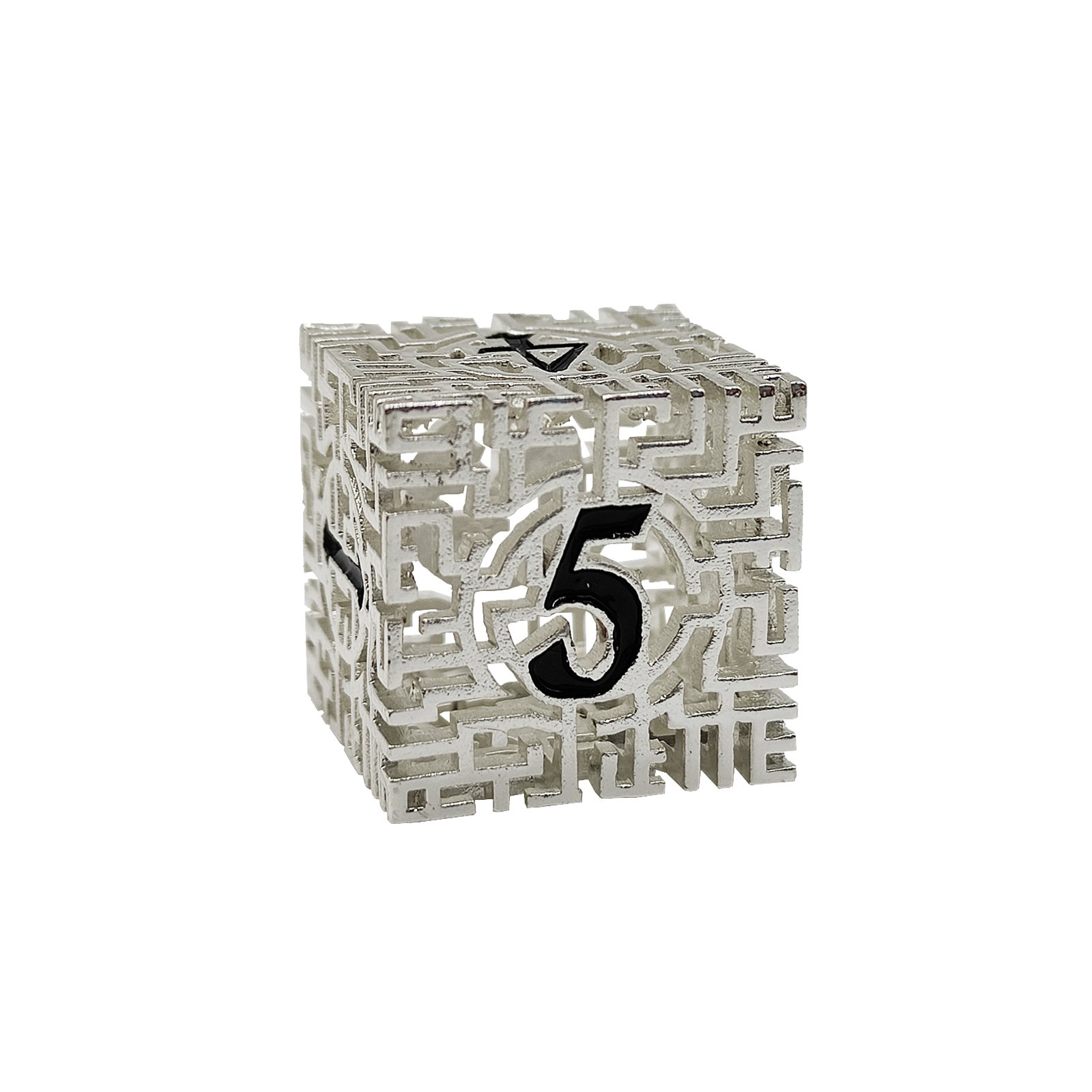 Custom roleplaying with metal box metal polyhedral dice set christmas dice tray D&D RPG D20 D10 black hollow metal dnd dice set